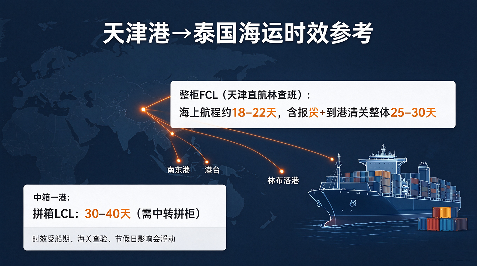 天津到泰国海运时间多久？